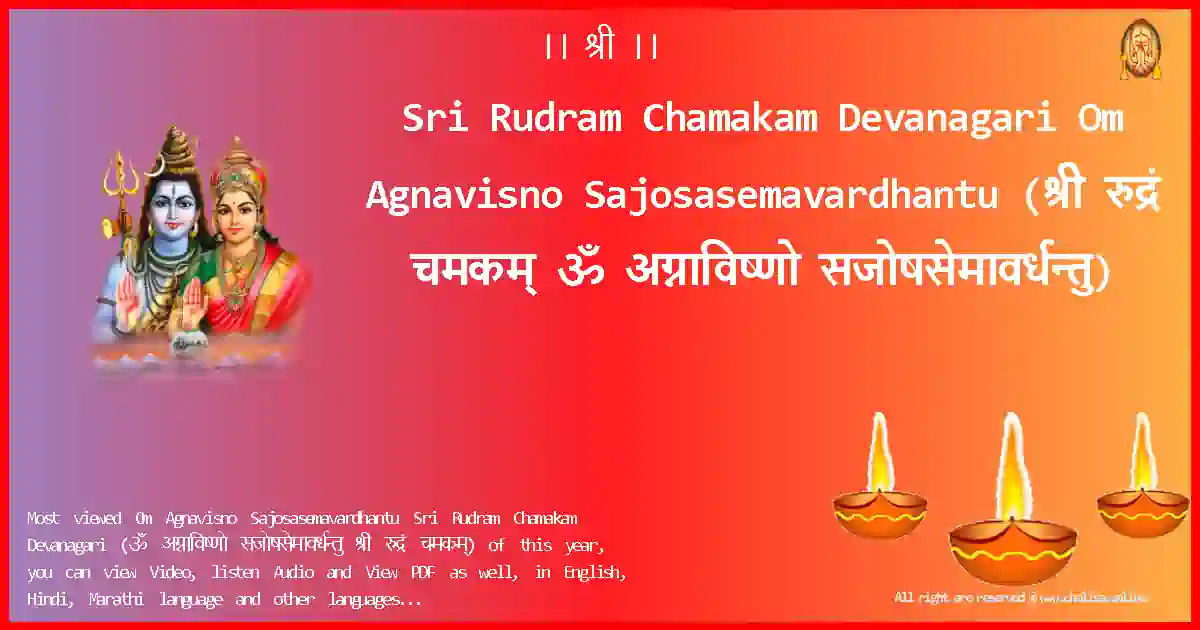 image-for-Sri Rudram Chamakam Devanagari-Om Agnavisno Sajosasemavardhantu Lyrics in Devanagari