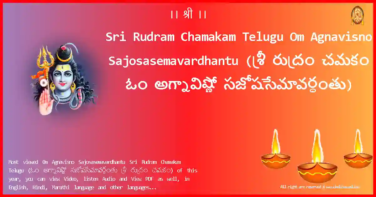 image-for-Sri Rudram Chamakam Telugu-Om Agnavisno Sajosasemavardhantu Lyrics in Telugu